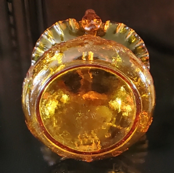 Vntg Kanawha 9" Golden Warm Amber 🍇 Crimped Basket - Picture 10 of 13